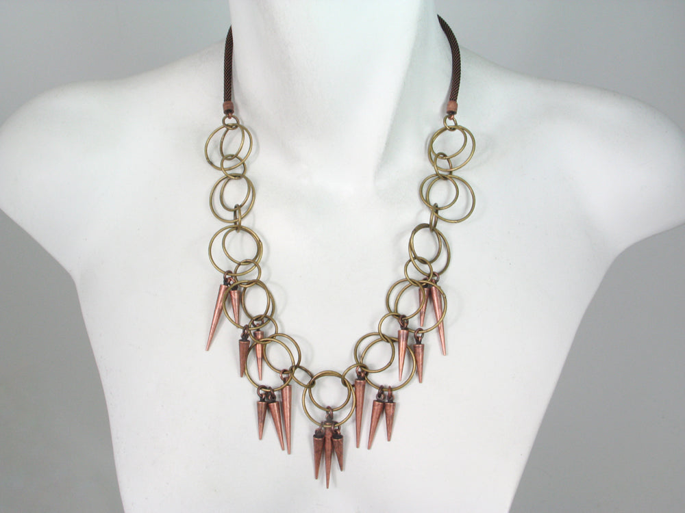 Mesh Necklace with Linked Circle Chain & Cones | Erica Zap Designs