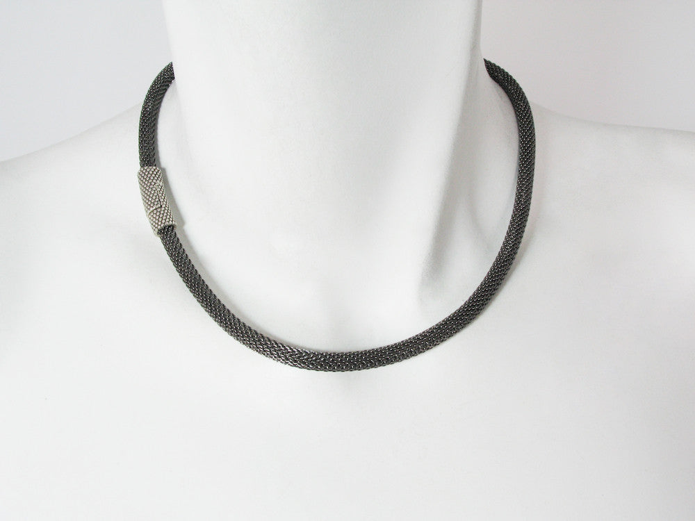 Thin Mesh Necklace with Textured Magnetic Clasp | Erica Zap Designs