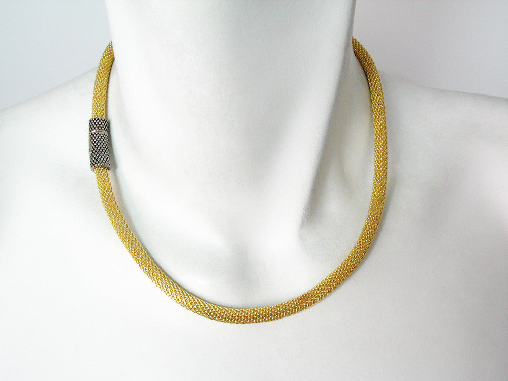 Thin Mesh Necklace with Textured Magnetic Clasp | Erica Zap Designs