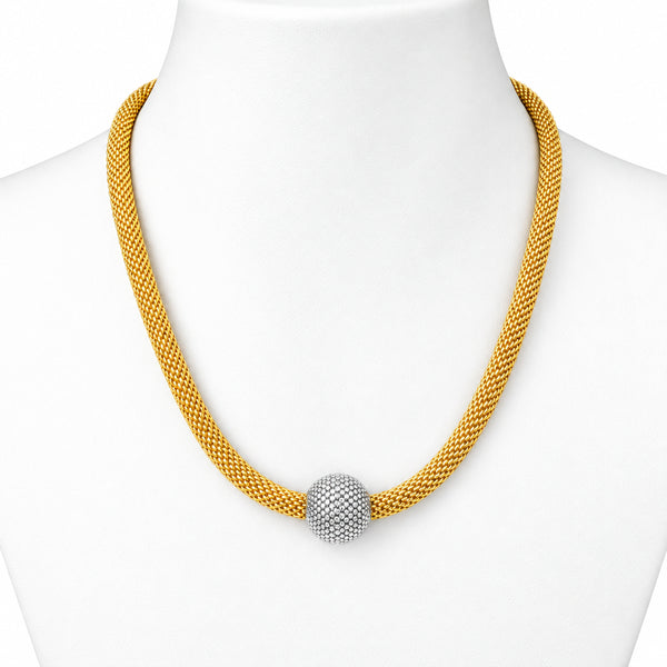 Mesh Necklace with Textured Magnetic Ball Clasp | Erica Zap Designs