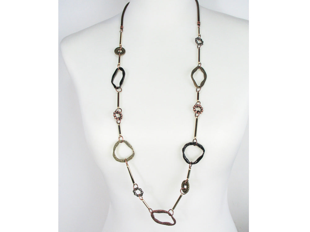 Long Hammered Oval & Bar Linked Mesh Necklace | Erica Zap Designs