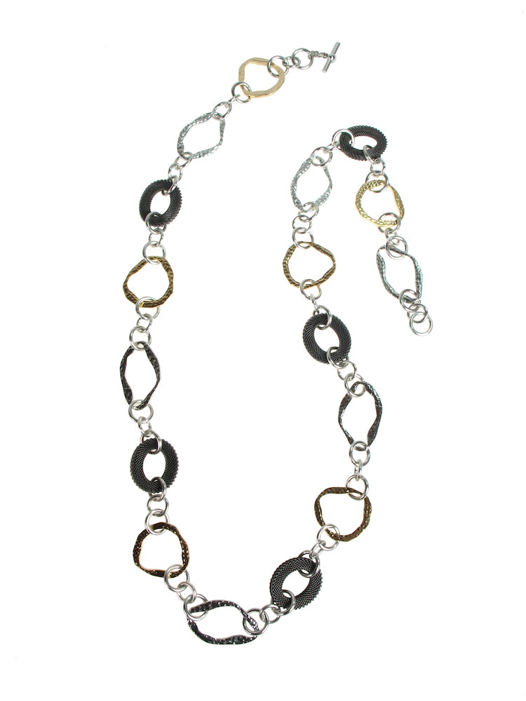Long Hammered Metal & Mesh Necklace | Erica Zap Designs