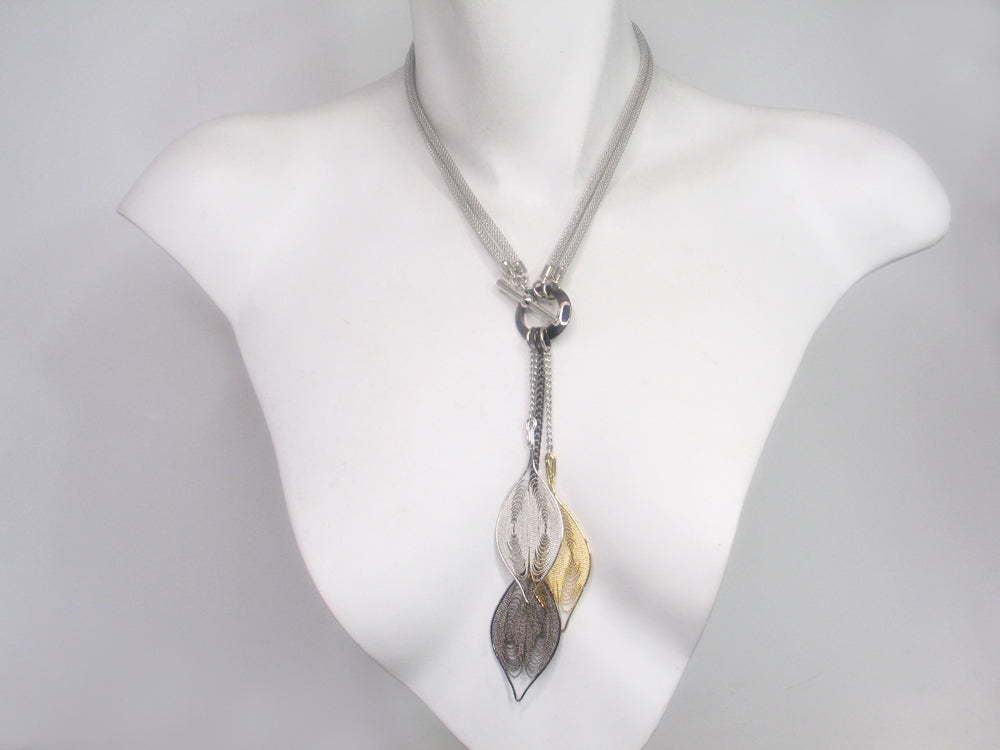 2-Way Mesh & Filigree Leaf Drop Necklace | Erica Zap Designs