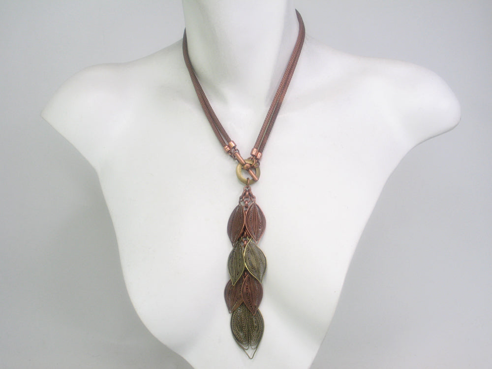2-Way Mesh & Filigree Leaf Drop Necklace | Erica Zap Designs