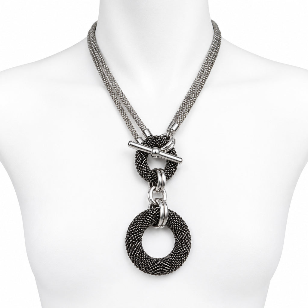 2-Way Mesh Circle Drop Necklace