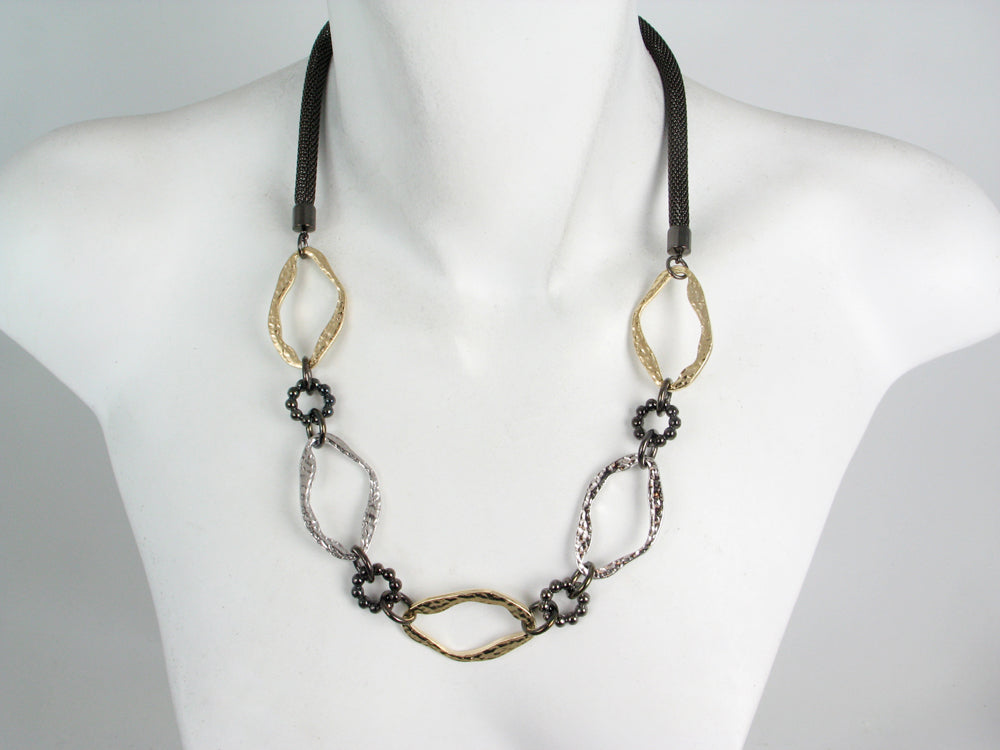 Hammered Metal & Mesh Necklace | Erica Zap Designs