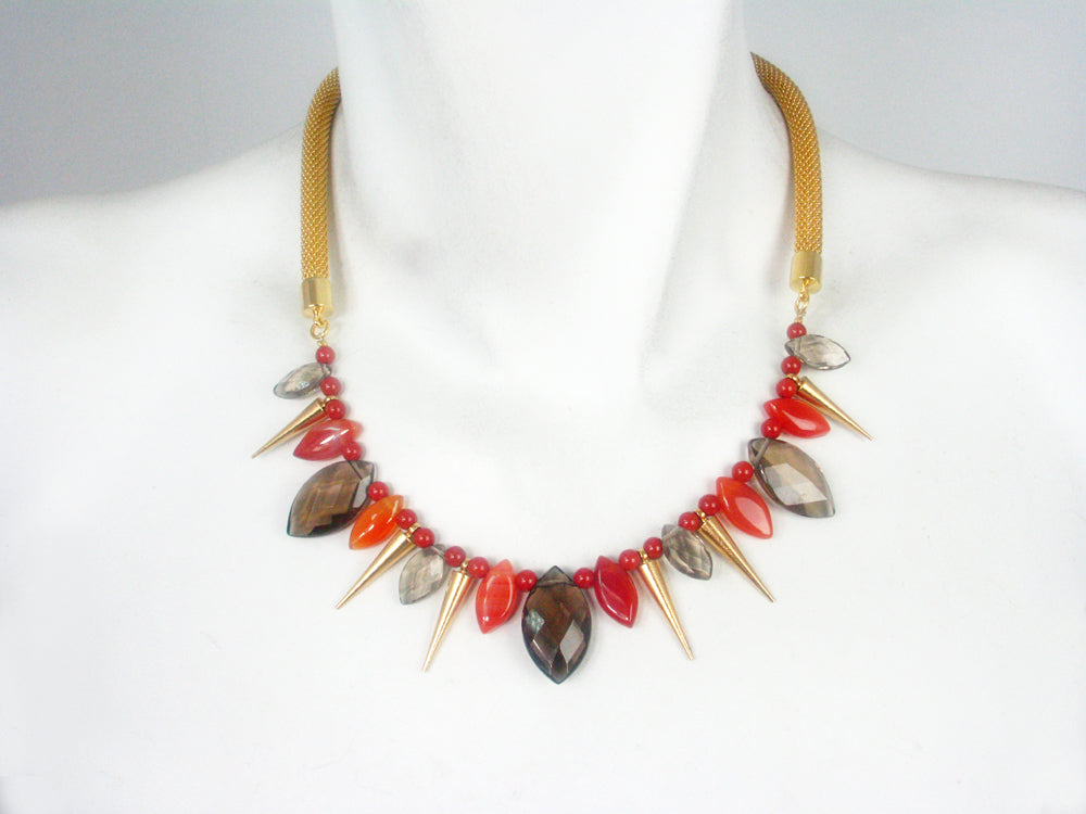 Mesh Necklace with Stones and Cones | Erica Zap Designs