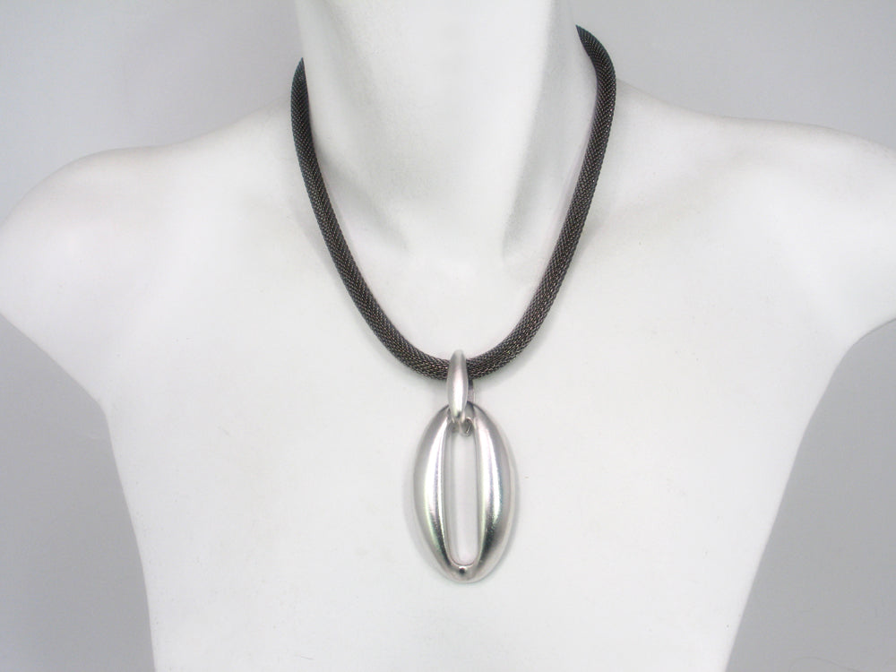 Mesh Necklace with Oval Drop | Erica Zap Designs