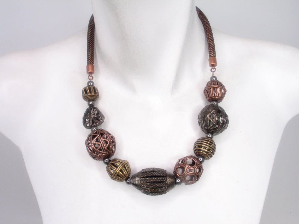 Mesh & Cast Bead Necklace | Erica Zap Designs