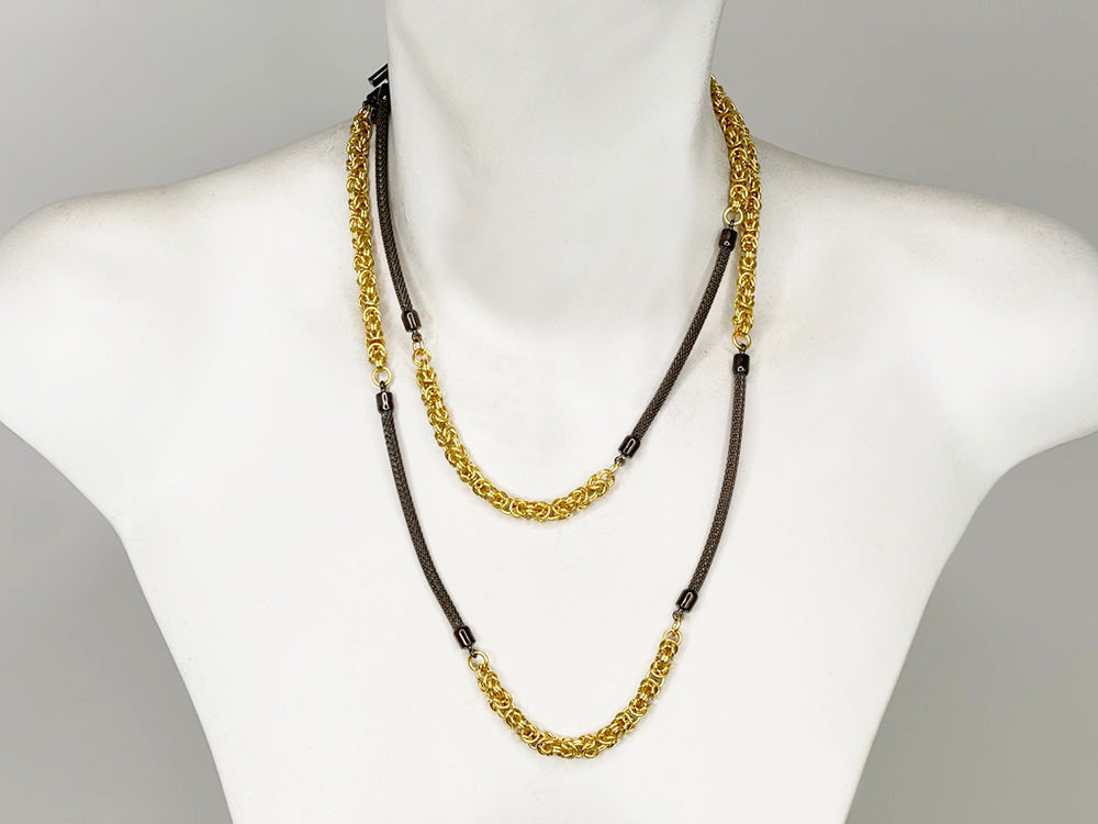 Long Mesh Necklace with Byzantine Chain | Erica Zap Designs
