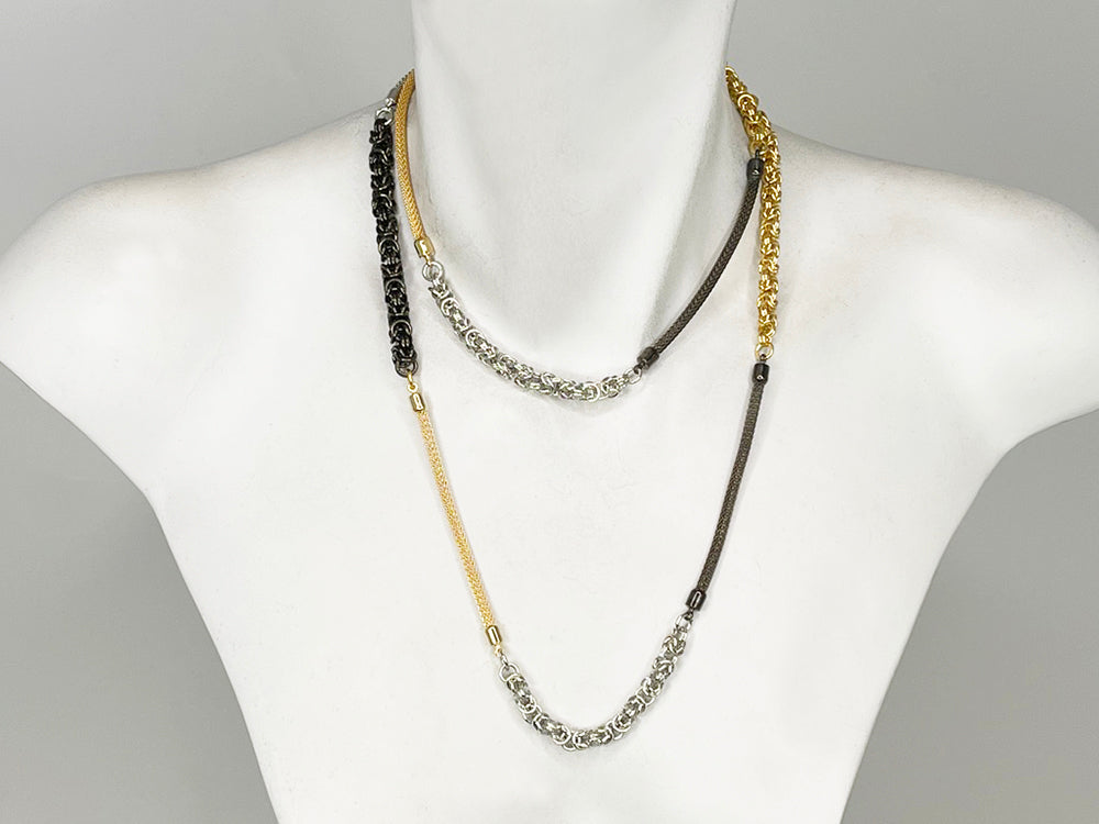 Long Mesh Necklace with Byzantine Chain | Erica Zap Designs