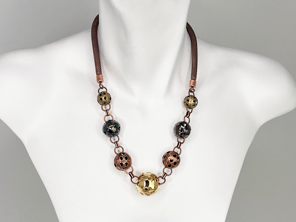 Mesh & Perforated Bead Necklace | Erica Zap Designs