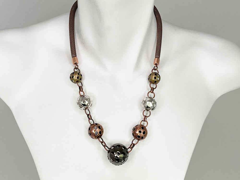 Mesh & Perforated Bead Necklace | Erica Zap Designs