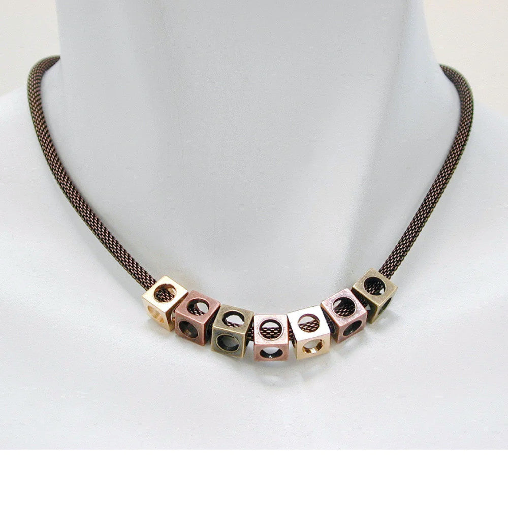 Floating Cubes Thin Mesh Necklace | Erica Zap Designs