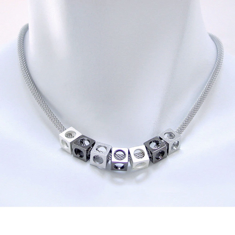 Floating Cubes Thin Mesh Necklace | Erica Zap Designs