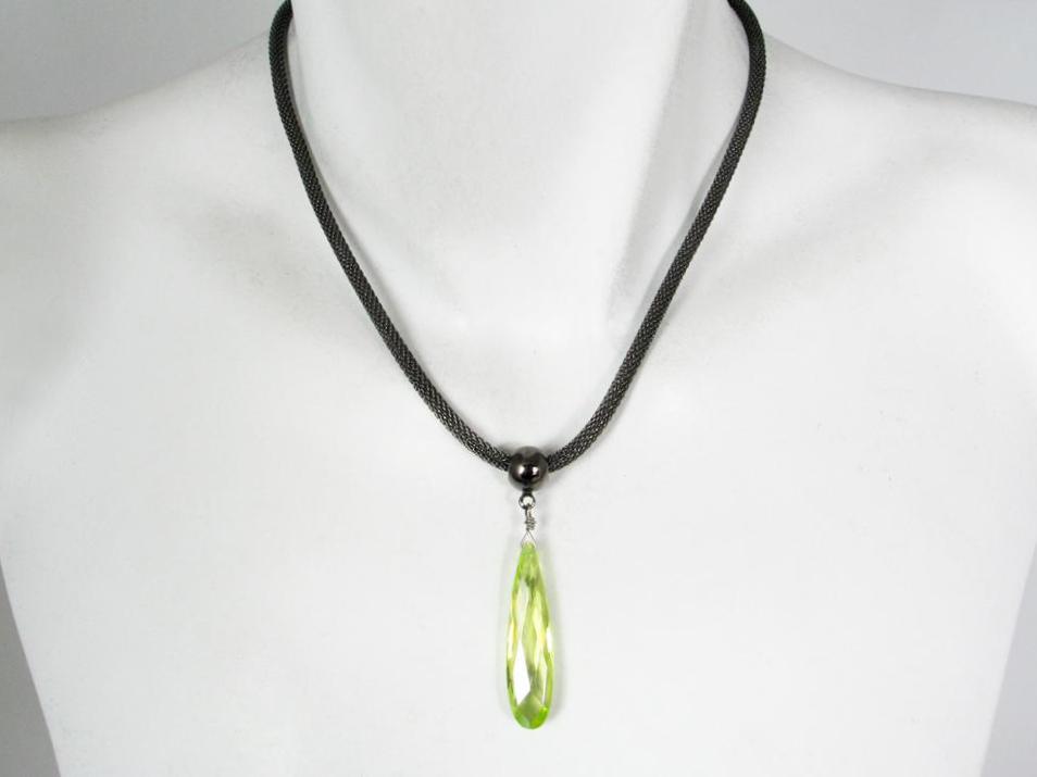 Mesh Necklace with Crystal Pendant | Erica Zap Designs