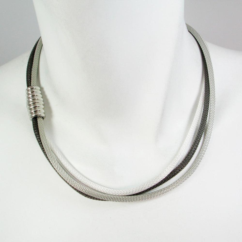 3-Strand Mesh Necklace with Magnetic Barrel Clasp | Erica Zap Designs