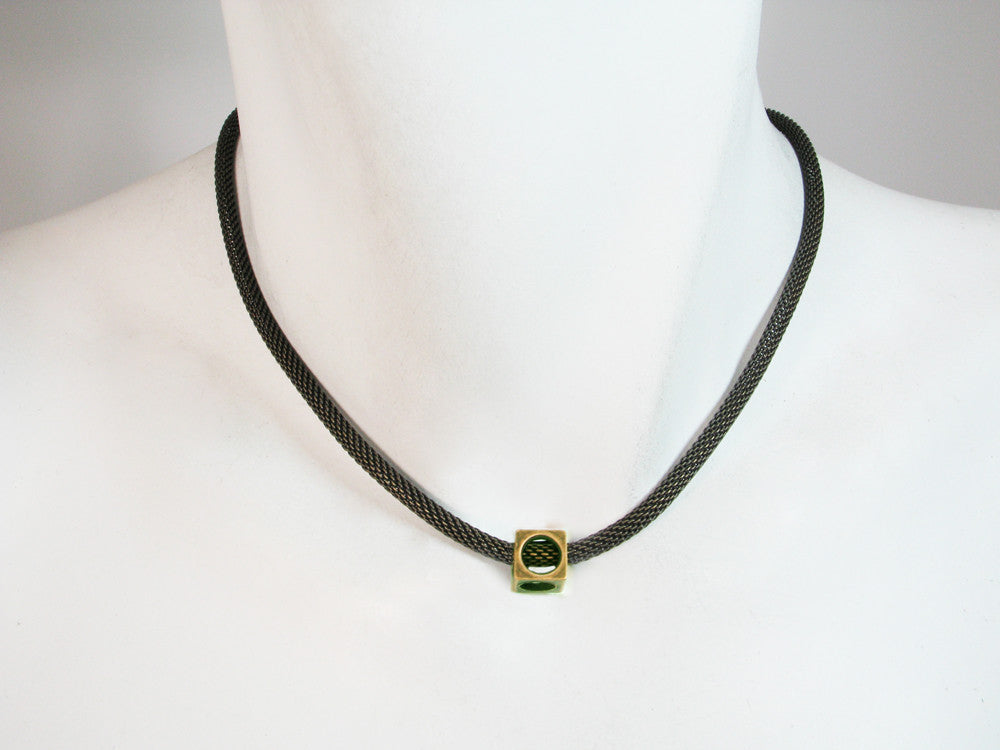 Thin Mesh Necklace with Open Square Bead | Erica Zap Designs