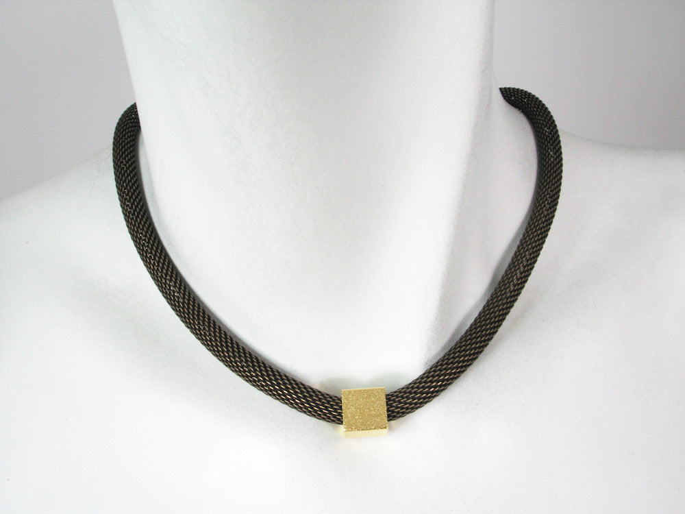 Thick Mesh Necklace with Square Bead | Erica Zap Designs