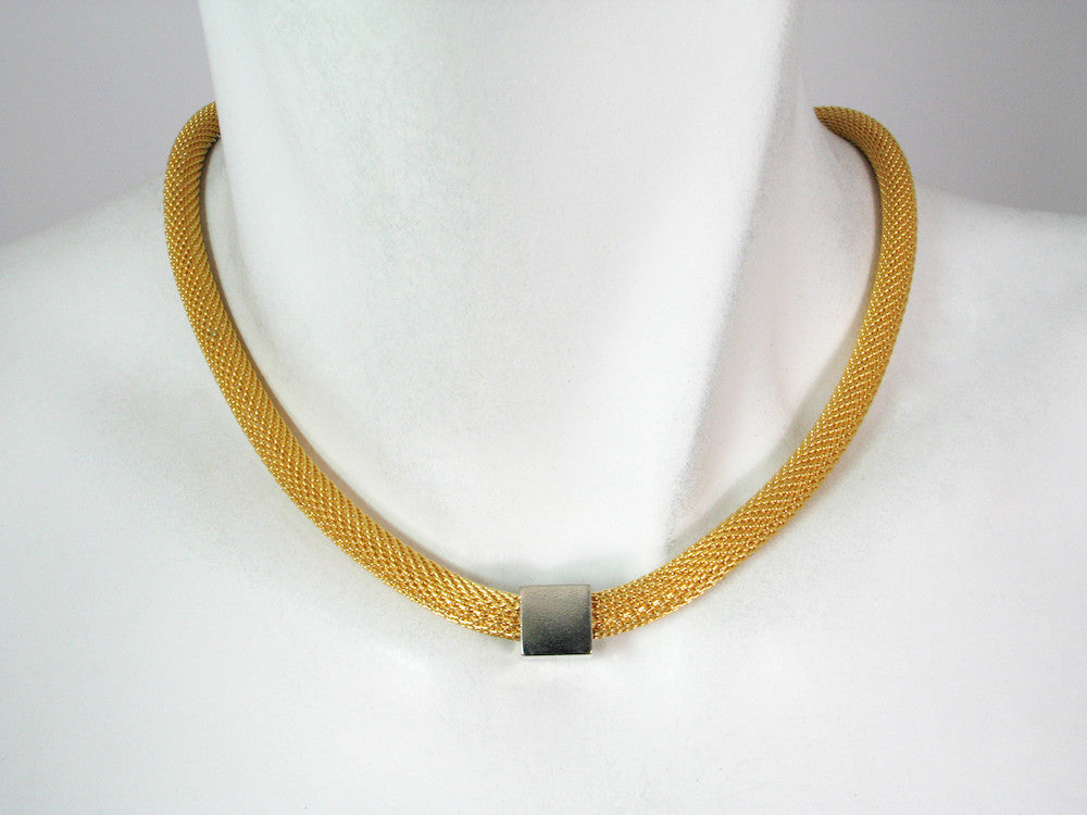 Thick Mesh Necklace with Square Bead | Erica Zap Designs