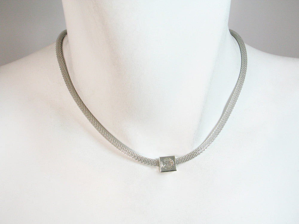 Thin Mesh Necklace with Open Square Bead | Erica Zap Designs