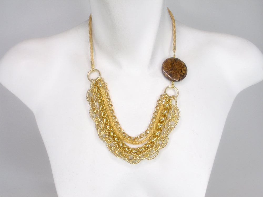 Multi-Chain Mesh Necklace with Stone | Erica Zap Designs