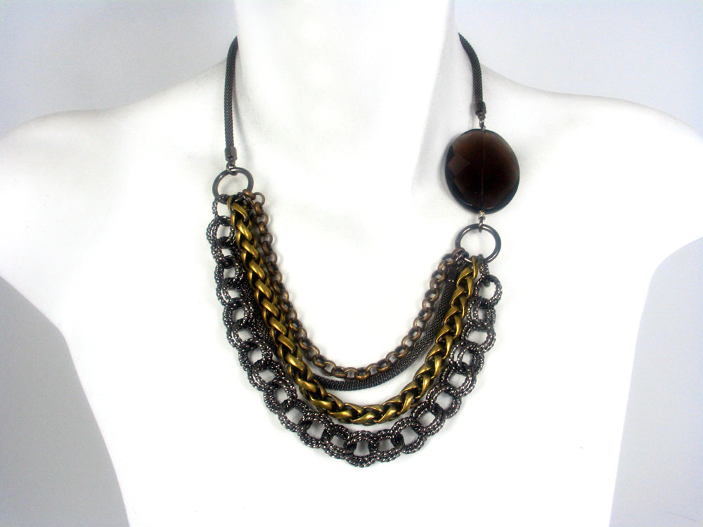 Multi-Chain Mesh Necklace with Stone | Erica Zap Designs