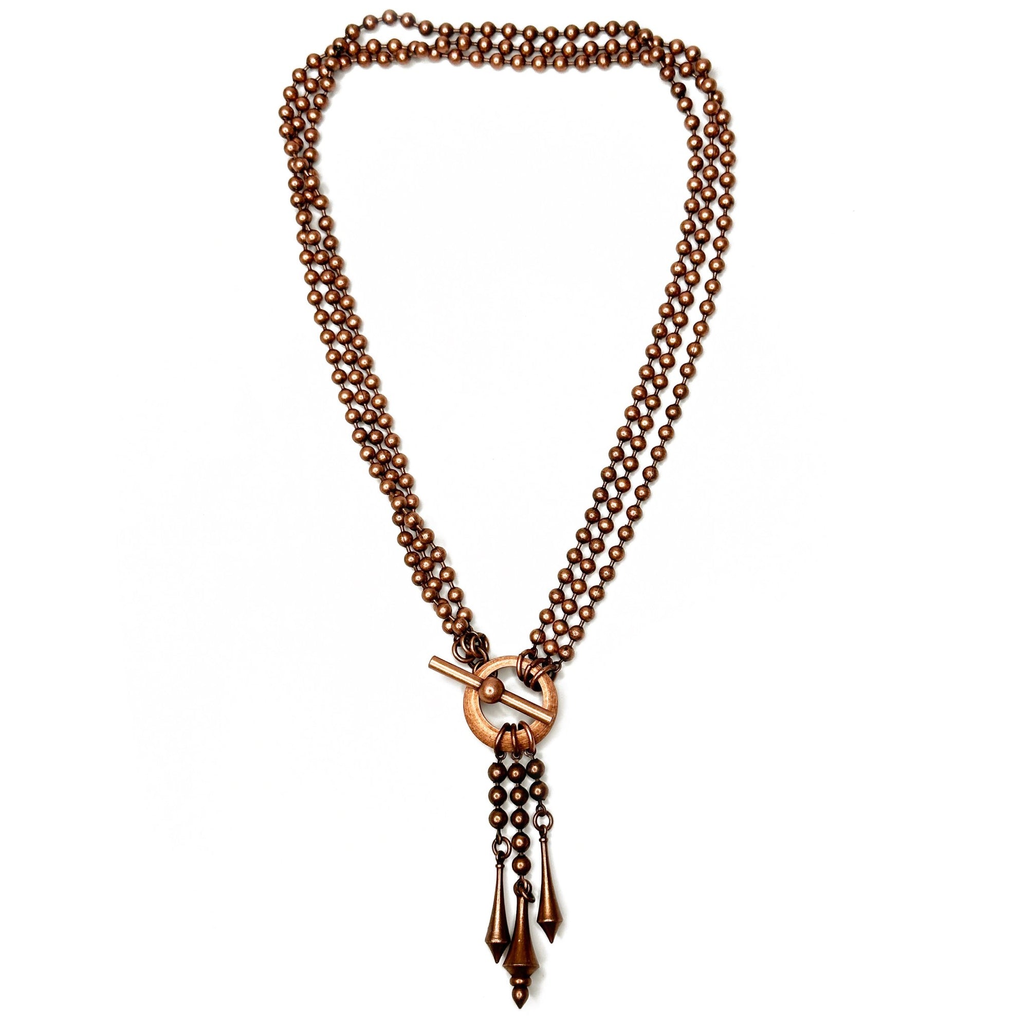 3-Strand Bead Chain Necklace with Geometric Drops | Erica Zap Designs