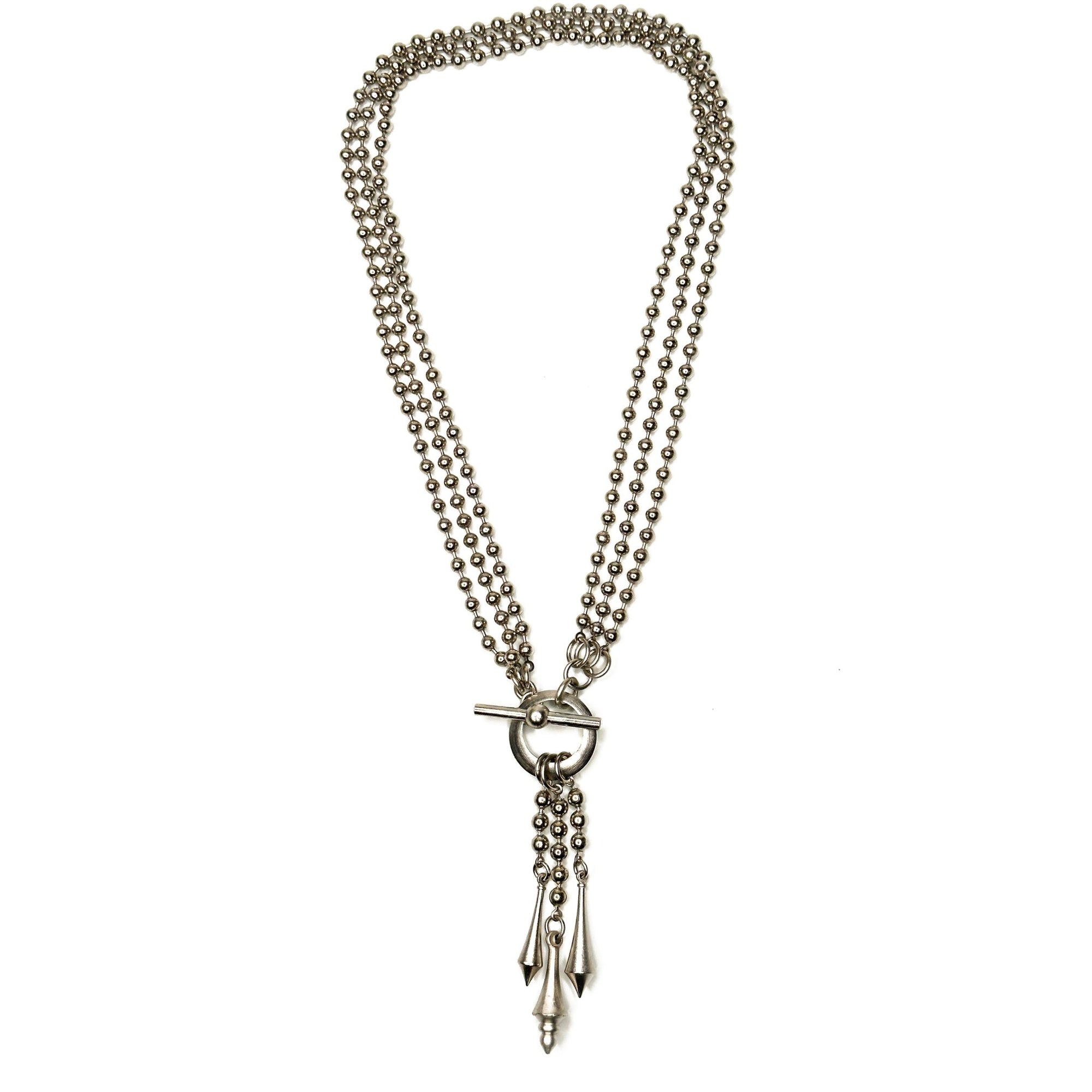 3-Strand Bead Chain Necklace with Geometric Drops | Erica Zap Designs
