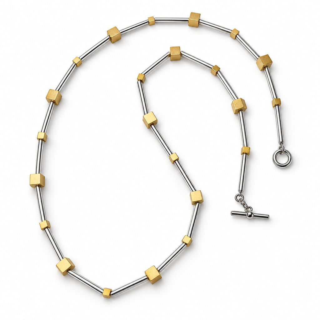 Long Tubes and Cubes Geometric Necklace | Erica Zap Designs