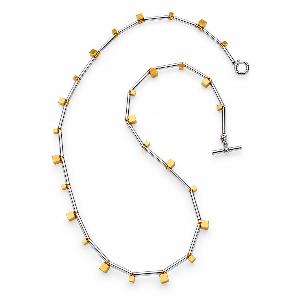 Long Tubes and Cubes Geometric Necklace | Erica Zap Designs