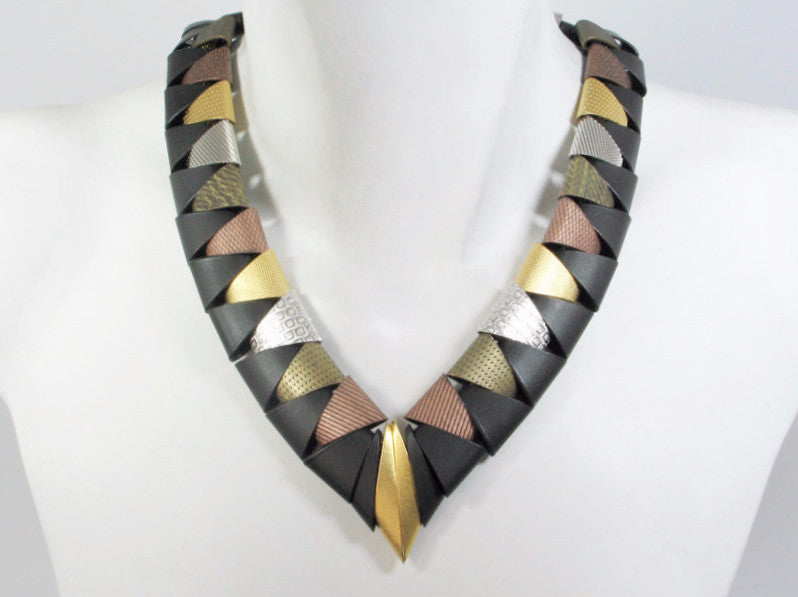 Multi Tone Long "V" Collar Necklace | Erica Zap Designs