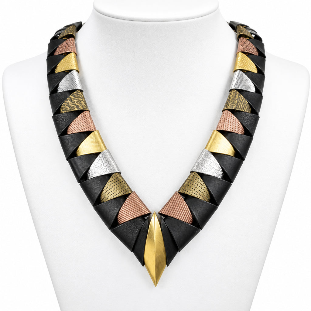 Multi Tone Long "V" Collar Necklace | Erica Zap Designs