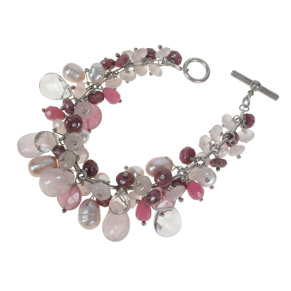 Rose Quartz Cluster Rondell Bracelet | Erica Zap Designs