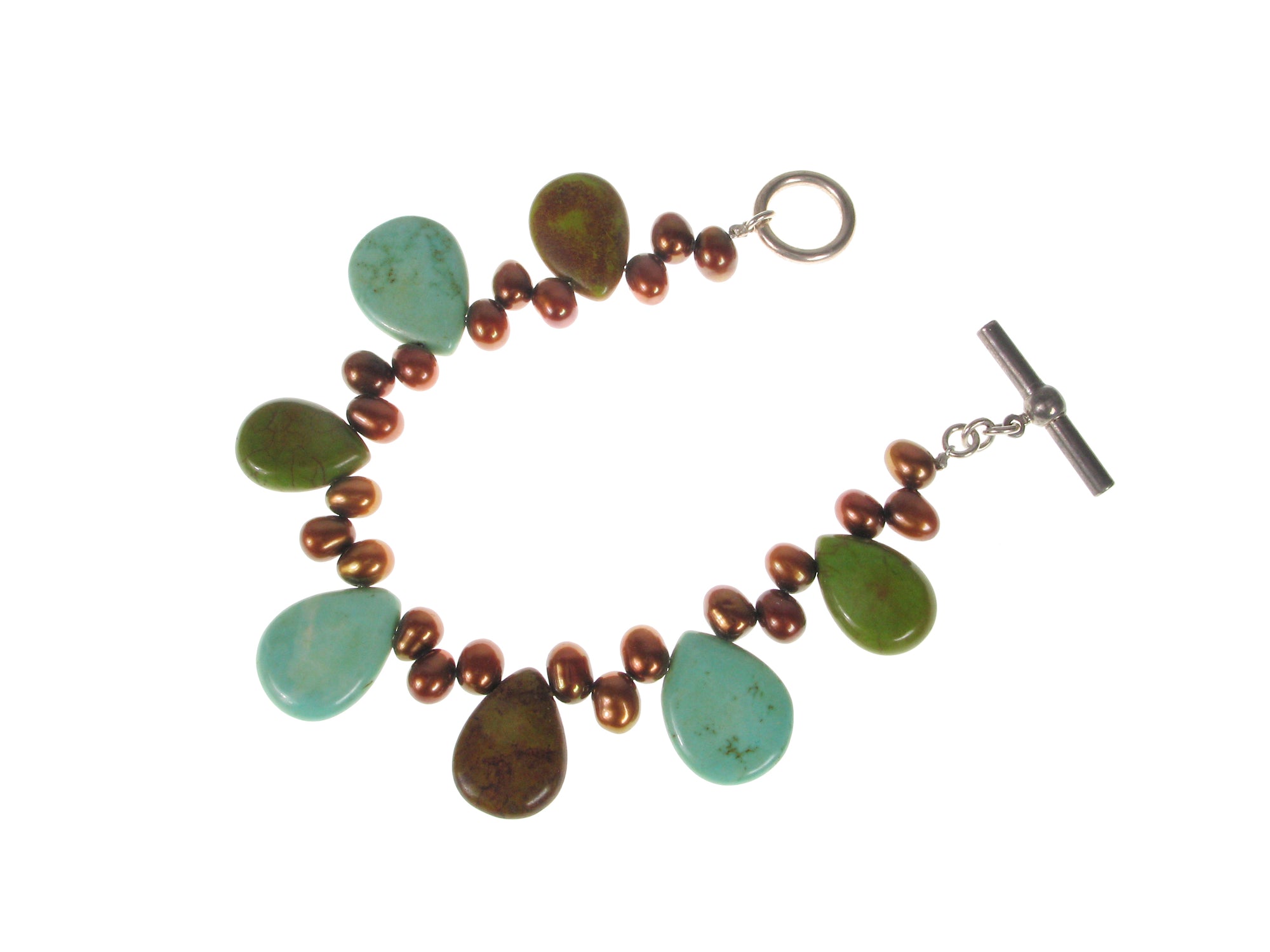 Green Turquoise and Pearl Bracelet | Erica Zap Designs