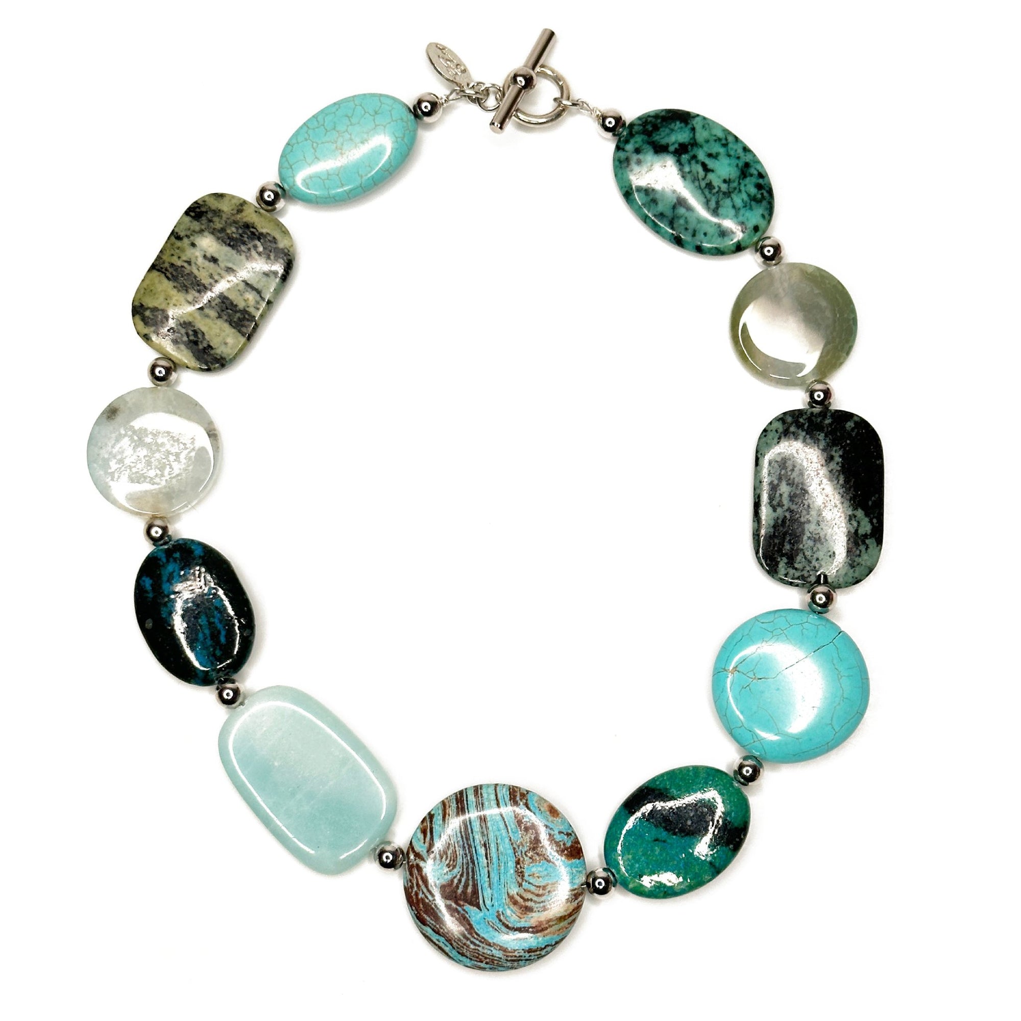 Blue and Green Stone Statement Necklace