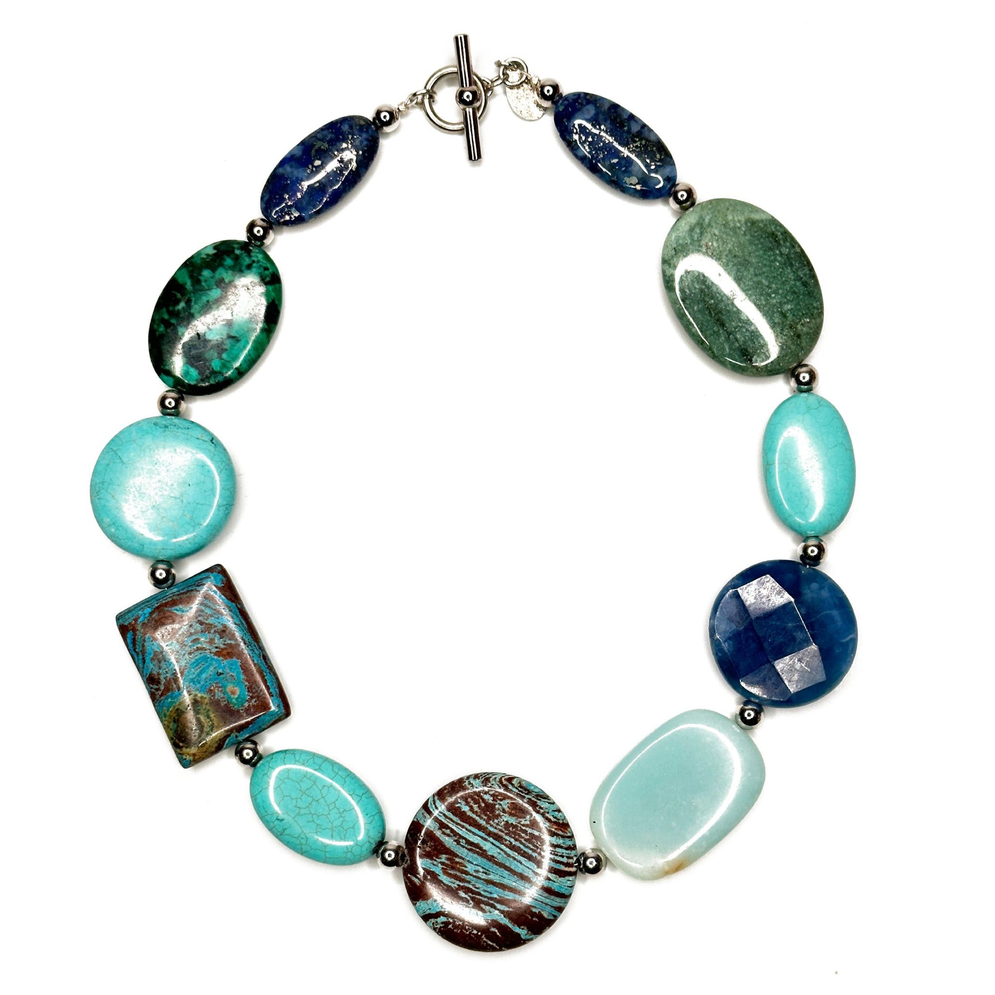 Blue and Green Stone Statement Necklace