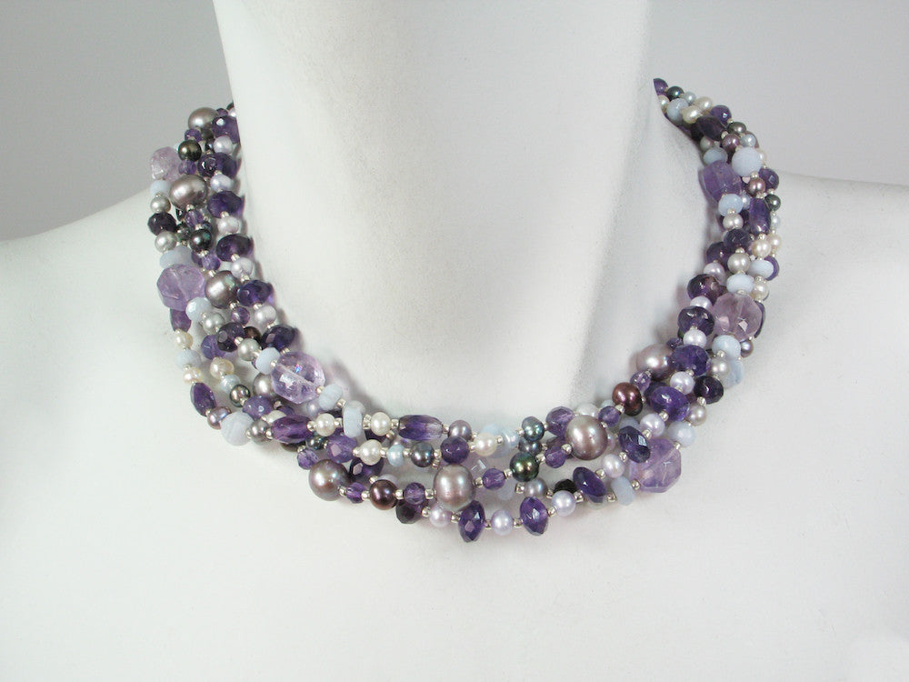 5-Strand Pearl and Quartz Necklace | Erica Zap Designs