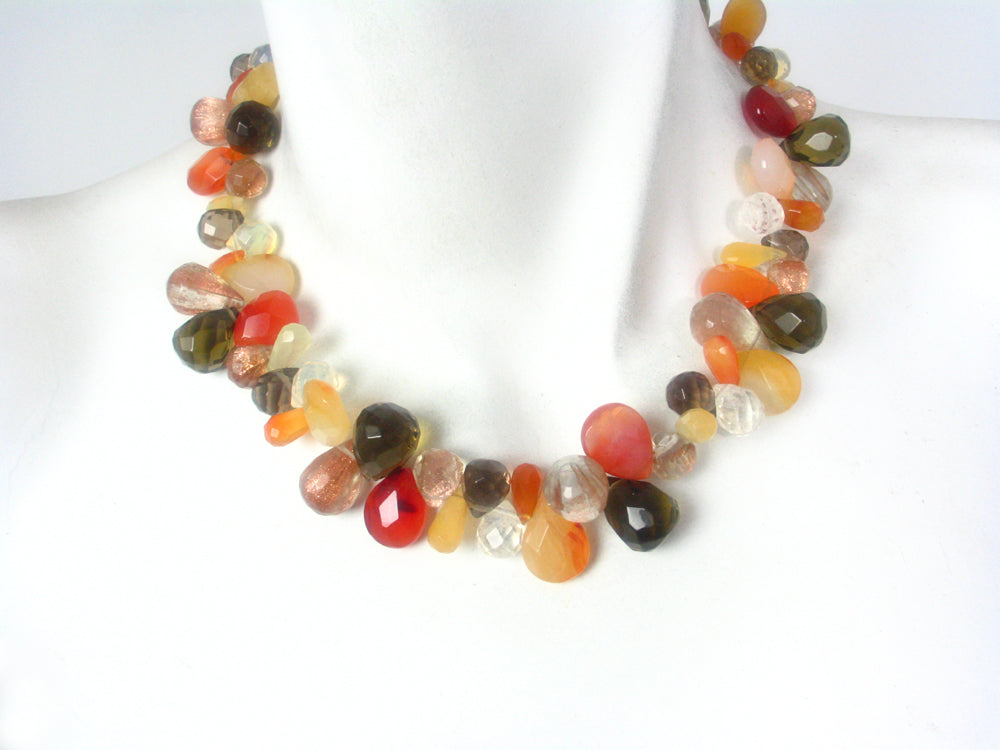 Briolette Stone Necklace | Carnelian Mix | Erica Zap Designs