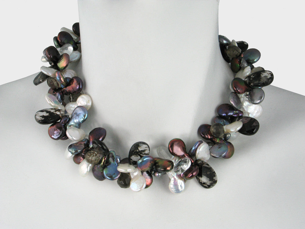 2-Strand Coin Pearl & Stone Necklace | Erica Zap Designs