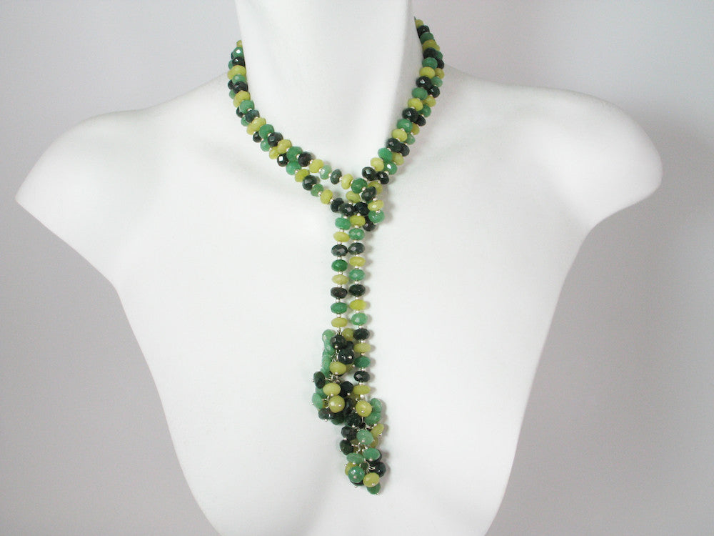 Stone Rondelle Lariat with Cluster Ends | Erica Zap Designs