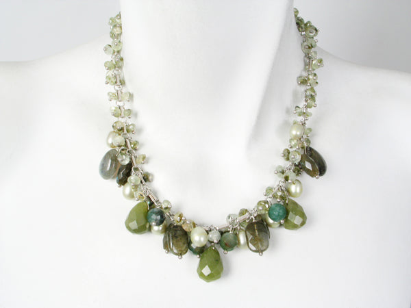 Green Stone Cluster Necklace - Erica Zap Designs