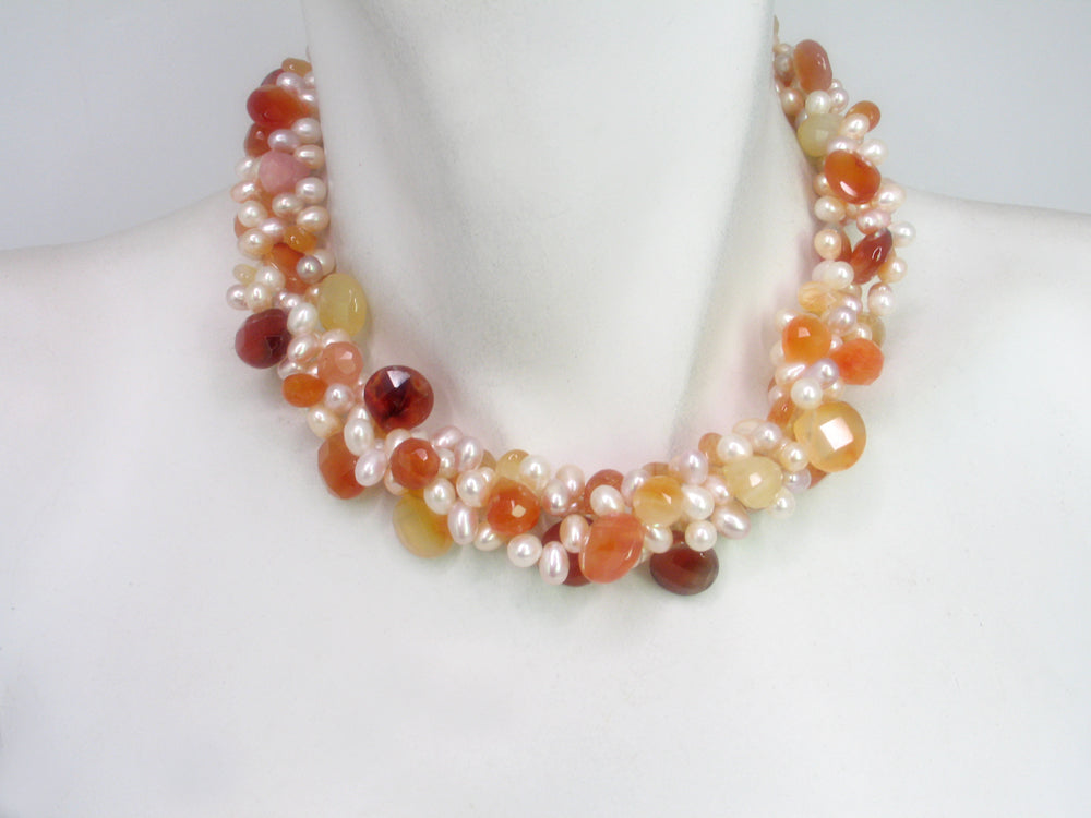3-Strand Pearl & Stone Necklace | Erica Zap Designs