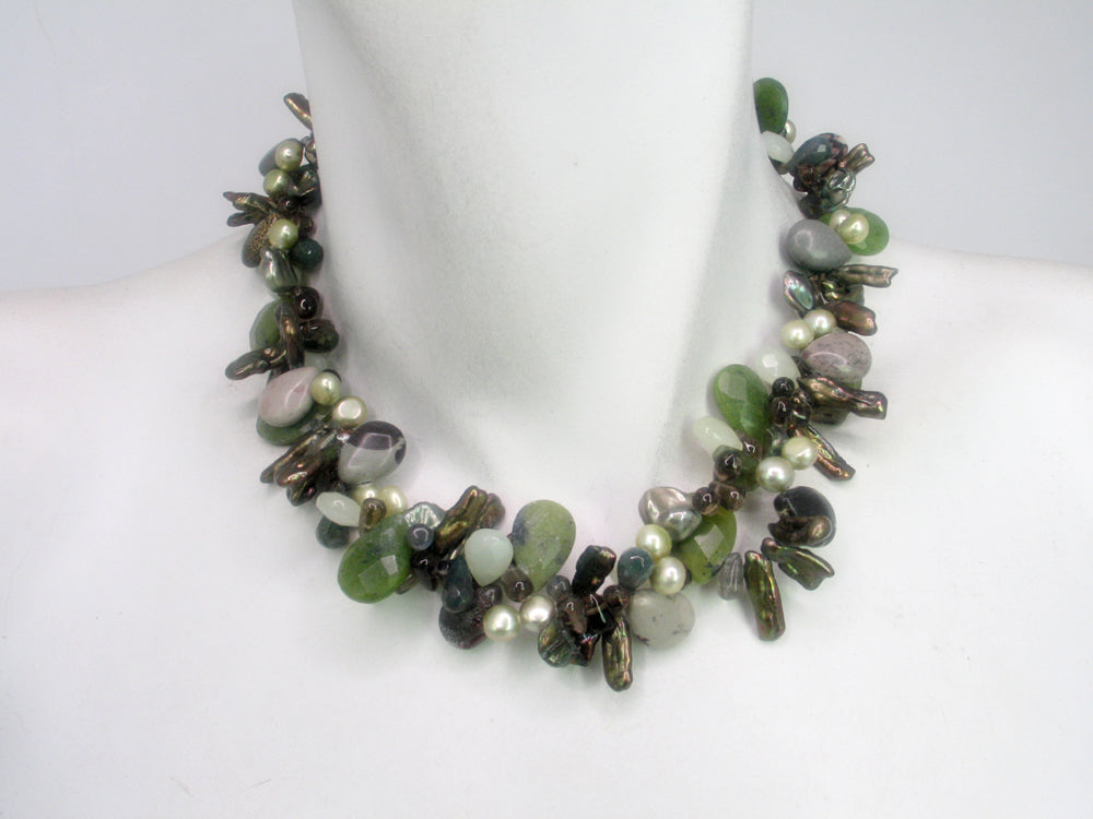 2-Strand stone &  Pearl Necklace | Erica Zap Designs