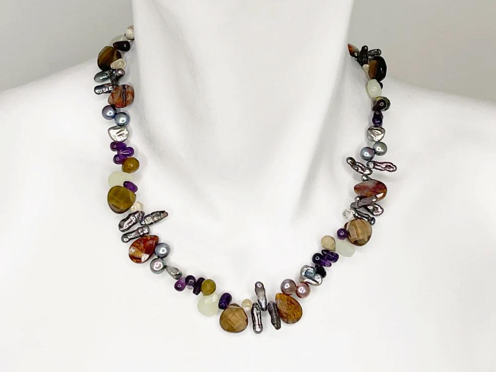 Multi Stone and Pearl Mix Necklace | Erica Zap Designs