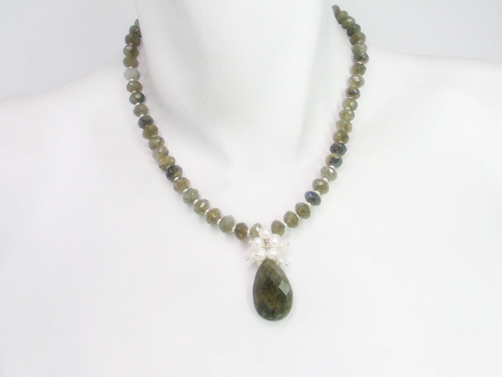 Stone and Pearl Rondelle Necklace | Erica Zap Designs