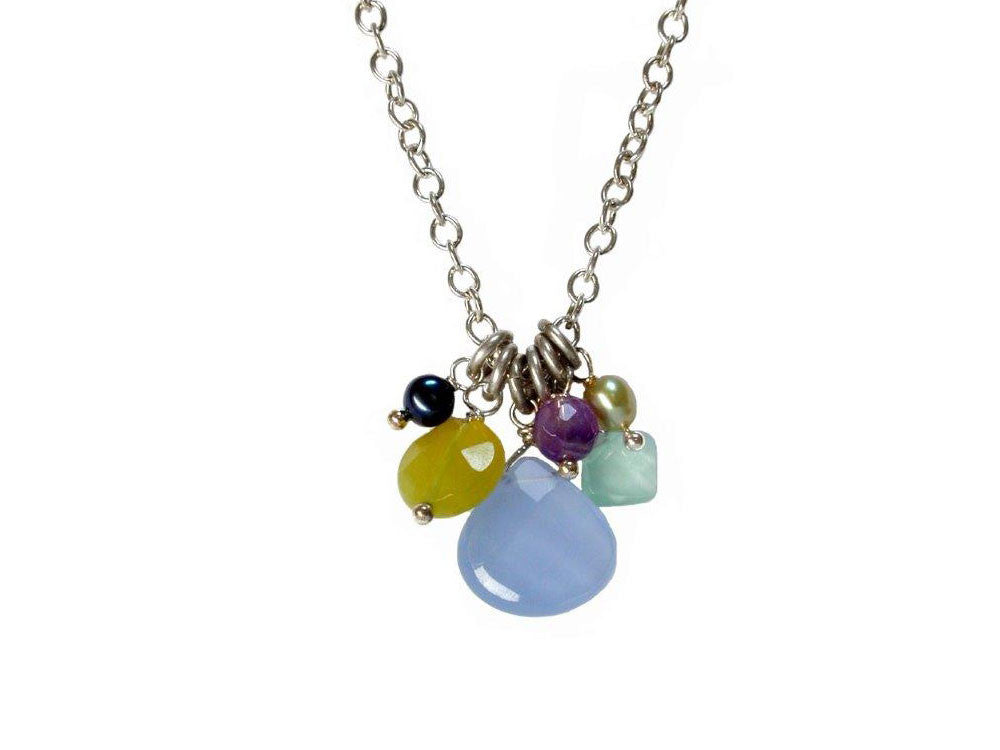 Sterling Chain with Faceted Stone Cluster Pendant | Erica Zap Designs
