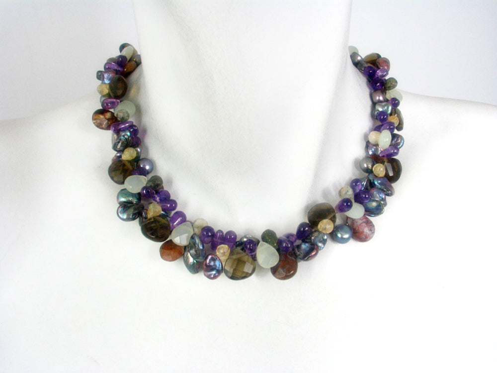 Keshi Pearl and Stone Twist Necklace | Erica Zap Designs
