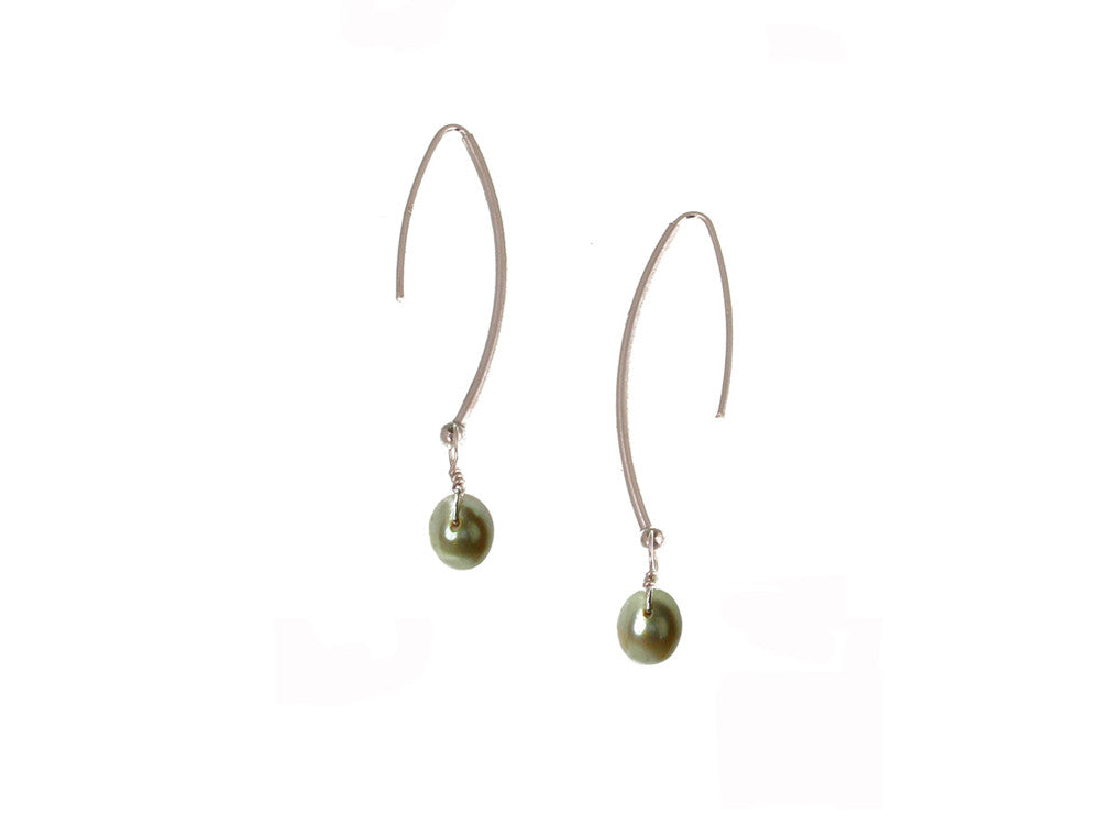 Sterling Wire Pearl Drop Earrings | Erica Zap Designs
