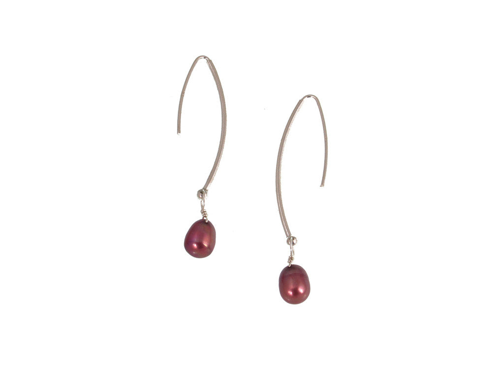 Sterling Wire Pearl Drop Earrings | Erica Zap Designs